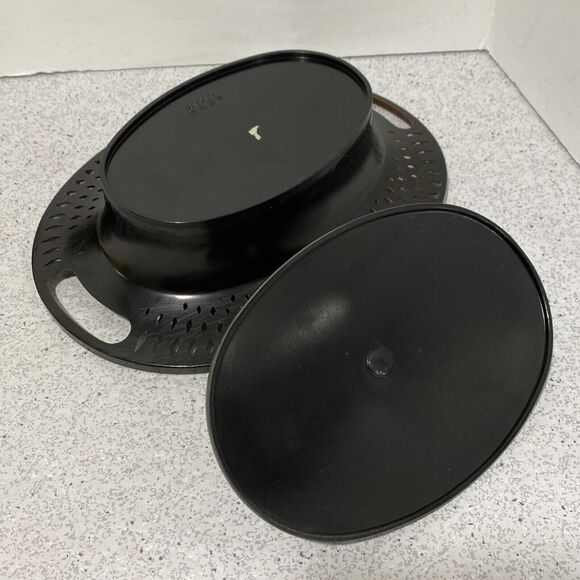 Vintage Asian Faux Wood Lacquer Lattice covered candy dish mid century floral - Picture 6 of 10